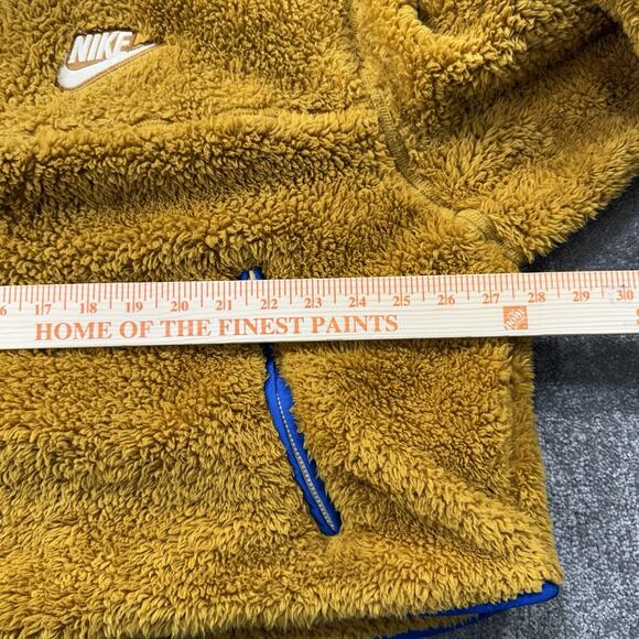 Nike Womens XXL Golden Harvest Sherpa Fleece Half Zip Jacket Blue Trim Pockets - Picture 5 of 8